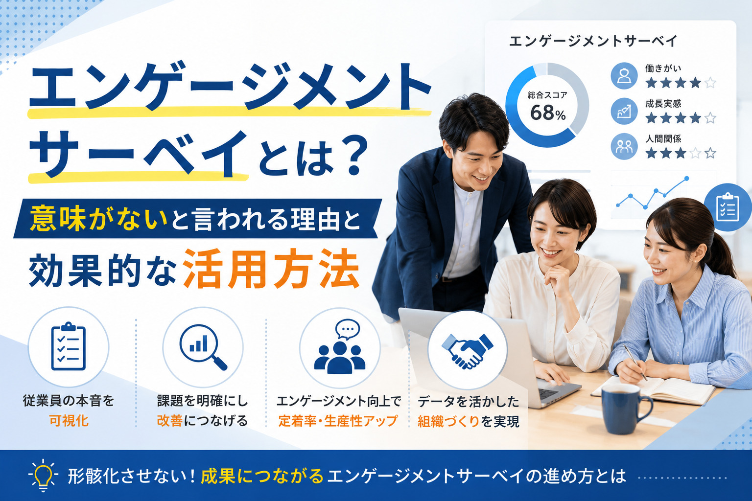 エンゲージメントサーベイとは？意味がないと言われる理由と効果的な活用方法