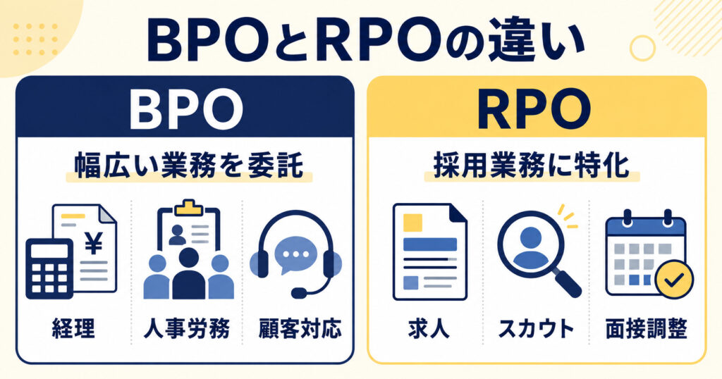 BPOとRPOの違いを対象業務で比較した図
