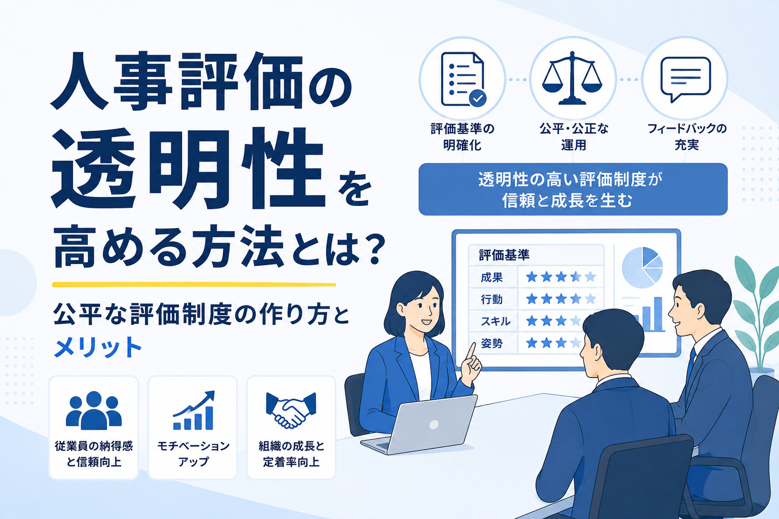人事評価の透明性を高める方法とは?公平な評価制度の作り方とメリット