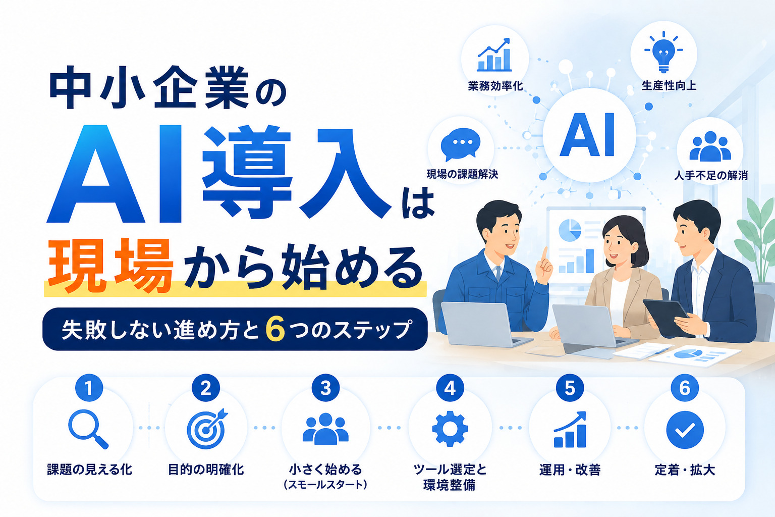 中小企業のAI導入は現場から始める|失敗しない進め方と6つのステップ