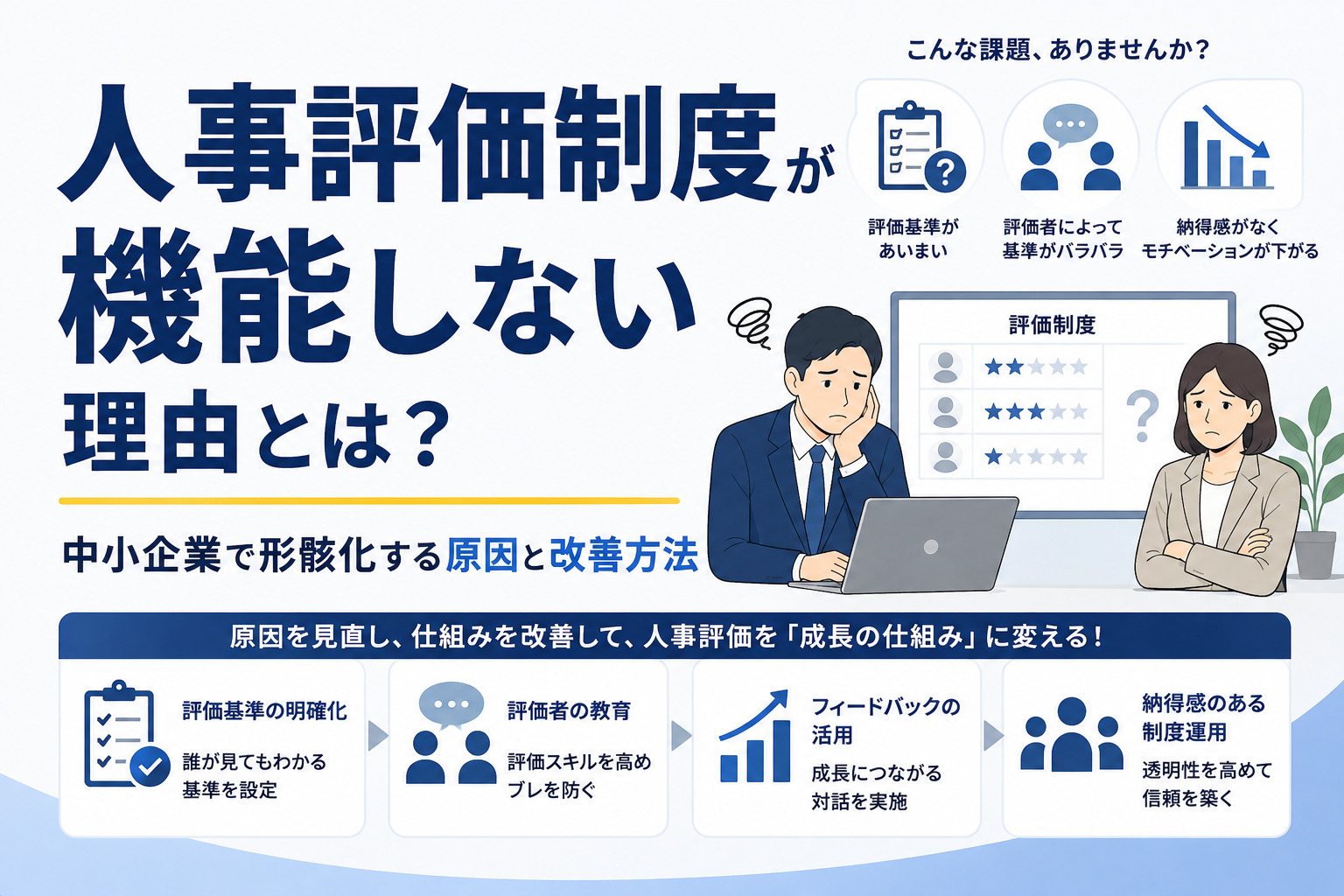 人事評価制度が機能しない理由とは？中小企業で形骸化する原因と改善方法