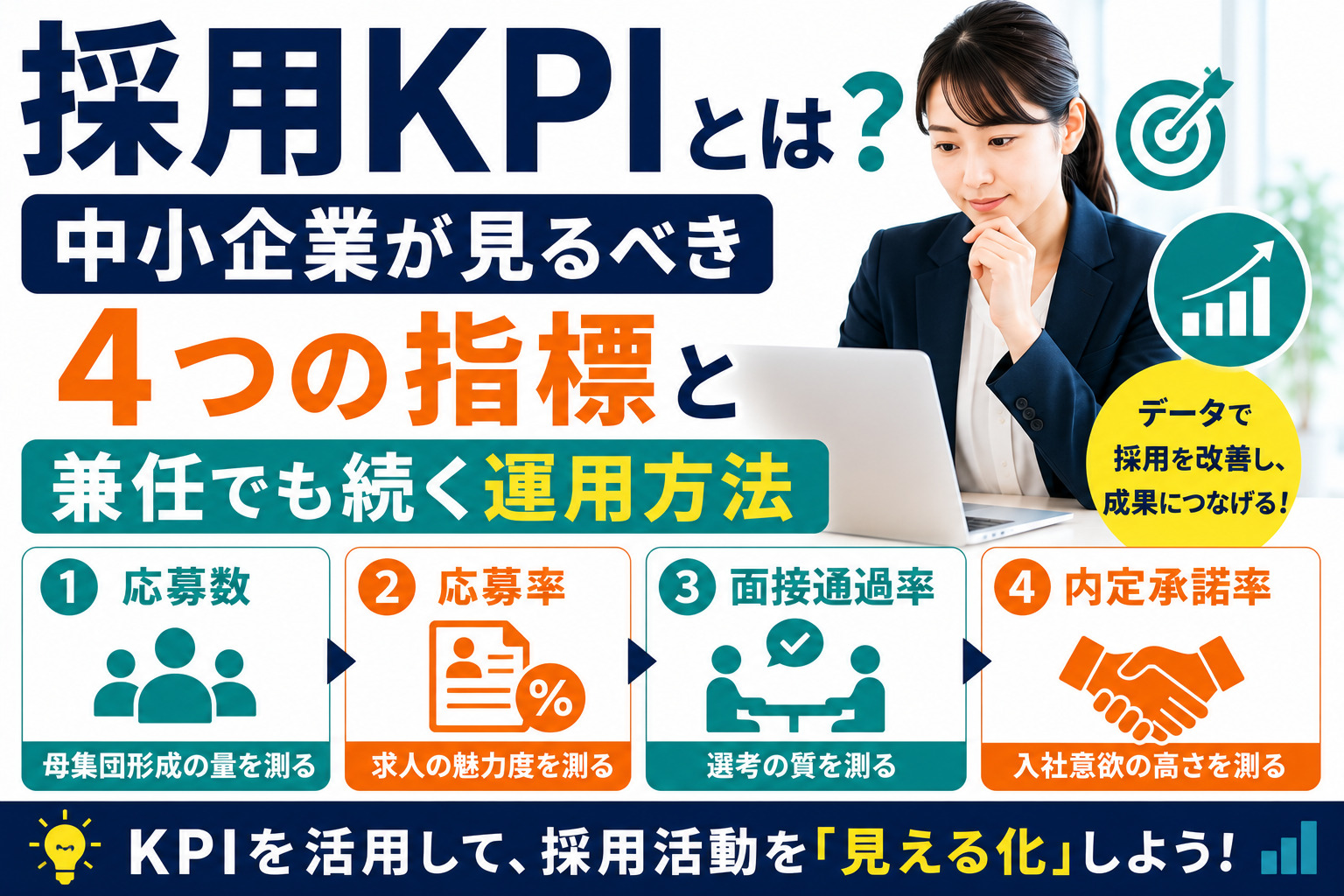 採用KPIとは？中小企業が見るべき4つの指標と兼任でも続く運用方法