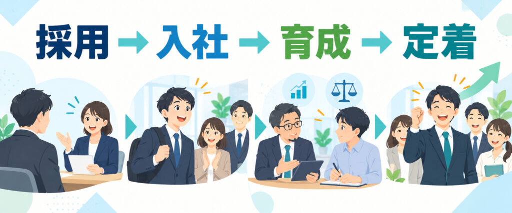 採用から入社・育成・定着までの若手社員の定着プロセス